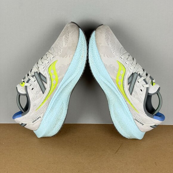 Saucony Triumph 20 Athletic Running Shoes Womens 8.5 Gray Blue Yellow Low Top - Picture 6 of 10